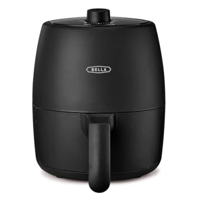 Image de BELLA Friteuse à Air Manuelle de 2 L et Multicuiseur 5 en 1 avec Plateau Panier Antiadhésifs Amovibles Lavables au Lave Vaisselle, 1200 watts, Noir Mat