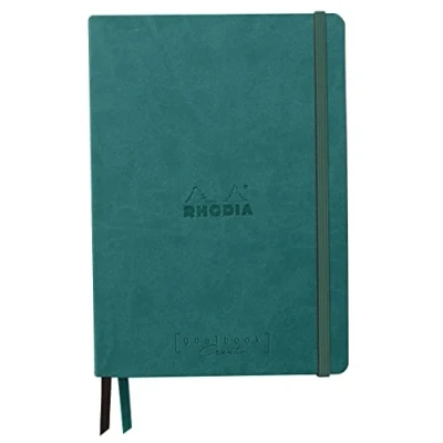 Image de RHODIA 194447C Carnet Rigide Bullet Journal Goalbook Creation Paon A5 14,8 x 21 cm Pointillés Dot 160 pages Papier Clairefontaine Maya Noir Lisse 120 g/m² 2 Rubans Couverture Simili Cuir