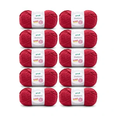 Image de Gründl Shetland Wool (Fil à Tricoter Tendance et Doux composé de 80% polyacrylique 20% Laine, 100 g / 170 m, Taille d&#039;aiguille : 7 8, 10 x g), Red