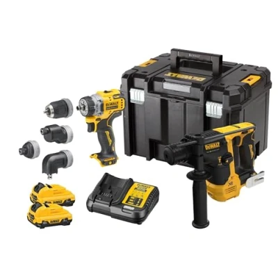 Image de Kit 2 Outils XR 12V 3Ah Li Ion Brushless DEWALT Perceuse Visseuse + à chocs DCK2101L2T QW