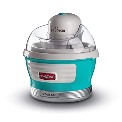 Image de Ariete 643 Sorbetière Party Time, Sorbetière, 12W, Capacité 1,5 L, Panier amovible à double isolation, Temps de préparation 30 minutes, Couvercle pour ajouter les ingrédients, Bleu ciel