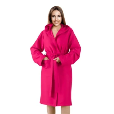 Image de Bee Peignoir à capuche en microfibre souple, avec sac main extérieur, unisexe, fuchsia, M