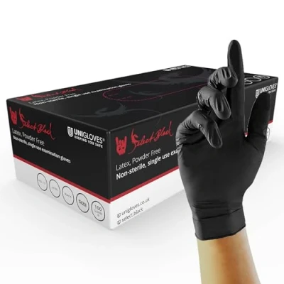 Image de Unigloves GT002 5 XL Select Lot de 100 gants en latex sans poudre Noir Taille