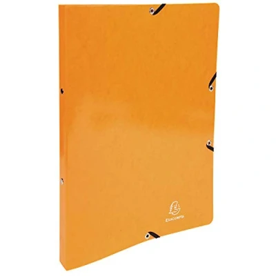 Image de Exacompta réf. 54884E 1 Classeur carte lustrée pelliculée avec élastiques 2 anneaux ronds diamètre 15mm Dos 20mm Dimensions extérieures : 32 x 25 cm Format à classer A4 Coloris orange