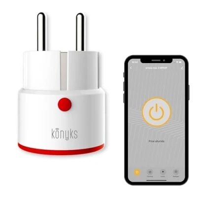 Image de Prise connectée Konyks Priska Max 3 FR WiFi + BT, Fonctions avancées V3, 16A, Compteur de consommation, Compatible Alexa et Google Home &amp; Tuya