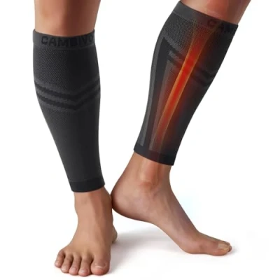Image de CAMBIVO Manchon Compression Mollet x2, Bas de Contention Femme Homme, Chaussettes sans Pied, pour Circulation Sanguine Jambes, Varices, Running, Voyage Avion