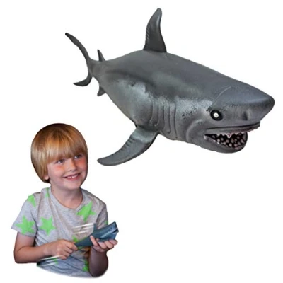 Image de Rep Pals Grand Requin Blanc, Jouet Extensible de Deluxebase. Répliques d&#039;animaux Super Extensibles et réalistes, idéal pour Les Enfants Anti Stress, sensoriel, autisme, tdah, Relaxant, Squishy