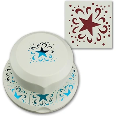 Image de Artoz Perforatrice en deux parties, motif étoile avec ornements I Trou à positionner librement Confection de cartes vœux, Noël, d’invitations, etc.