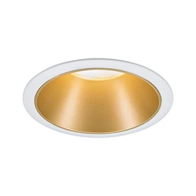 Image de Paulmann 93396 Cole fixe rond gradable projecteur Blanc dépoli, Doré spot aluminium lampe encastrée plastique GU10, 1er Set