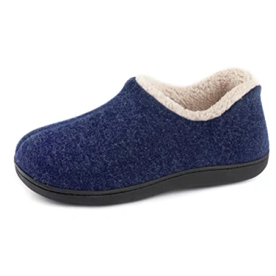 Image de ULTRAIDEAS Chaussons Femme Hiver en Mousse à Mémoire Pantoufles Femmes Chaudes avec Doublure Laine Coton Mélangé Semelle Antidérapante pour Intérieur et Extérieur, Royal Bleu, 39 EU