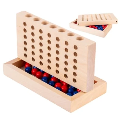 Image de Engelhart 340925 Quatre en Ligne Petit Jeu de Voyage Bois stratégie à partir 6 Ans