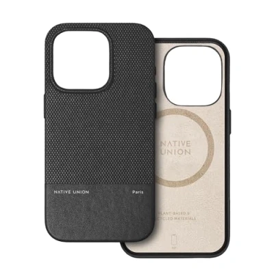 Image de Native Union (Re Classic Case Coque (Re) Compatible MagSafe Matériaux recyclés et d&#039;origine végétale Protection Contre Les Chutes de 1,8 m / 6 pi pour iPhone 15 Pro (Noir)
