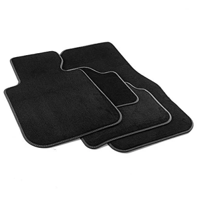 Image de MTM PRO 274 Tapis pour BMW Série 1 (F20/F21) (aussi X Drive) 10.2011&gt;06.2019 , sur Mesure en Velours, Bords Similicuir et Double Surpiqûre Chromée, black