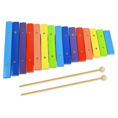 Image de A Star Xylophone diatonique soprano arc en ciel bois coloré à 15 notes avec deux batteurs G5 G7