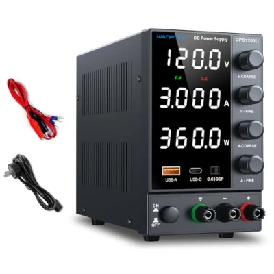 Image de WANPTEK Power Alimentation de Laboratoire avec Port Charge Rapide USB A/Type c, DC reglable 120V 3A, Banc Variable LED Haute précision à 4 Chiffres