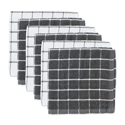 Image de DII Lot de 6 torchons Cuisine 100% Coton, lavables en Machine, Ultra absorbants, 30,5 x cm, Motif Carreaux, Gris