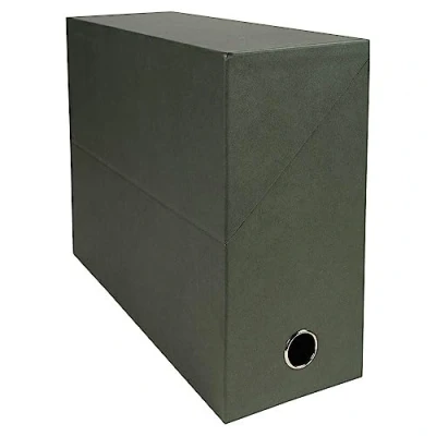 Image de Exacompta Réf. 83143E 1 Boîte transfert Economique Dos 120 mm Avec un œillet en métal Pour format A4 Dimensions 25,5 x 34 5 cm Couleur vert foncé Livrée montée