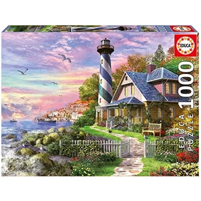 Image de Educa Puzzle de 1000 pièces pour Adultes Phare à Rock Bay. Comprend Fix Tail l&#039;accrocher Une Fois l&#039;assemblage terminé. À partir 14 Ans (17740)