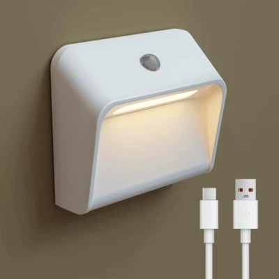 Image de ACMHNC Lampe Murale Sans Fil, Veilleuse LED Rechargeable avec Détecteur de Mouvement, Linkage Mode, Réglage Luminosité, Blanc Chaud, Applique Magnétique Pour Escalier Chambre Couloir