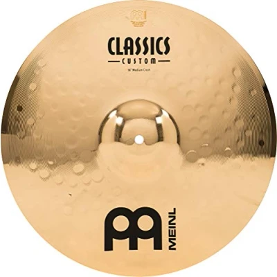 Image de Meinl Cymbals Classics Custom Brilliant Cymbale Crash Medium 16 pouces (40,64cm) pour Batterie B12 Bronze, Finition Brillante, Fabriquée en allemagne (CC16MC B)