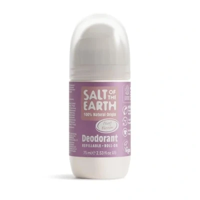 Image de Natural Deodorant Roll On by Salt of the Earth, Peony Blossom Refillable, Vegan, Long Lasting Protection, Leaping Bunny Approved, Made in UK 75ml
