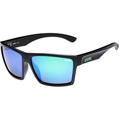 Image de uvex Lgl 29 Lunettes de Soleil pour Hommes et Femmes Effet Miroir Catégorie Filtre 3 Black Matt/Green One Size