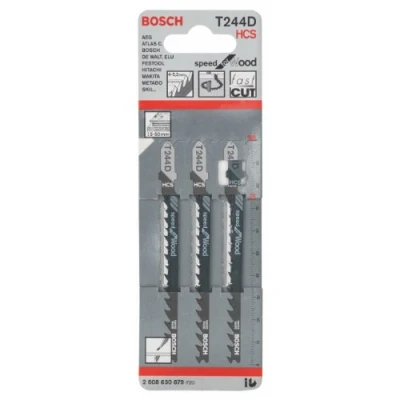 Image de Bosch 3 x Lames de Scie sauteuse T 244 D Speed for Wood (pour Bois tendre, coupe arrondie, Professional Accessoire sauteuse)