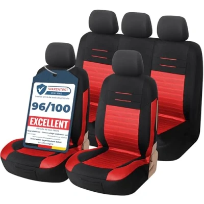 Image de upgrade4cars Housse de Siege Voiture Universelle Noir Rouge Ensemble Housses Siège Auto Universel Couvre Sieges pour Avant et Arrière