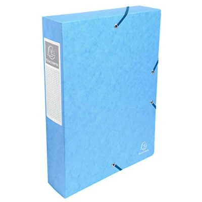 Image de Exacompta Réf. 50606E 1 boite de classement avec élastiques Exabox en carte lustrée 600g/m2 Dos 6 cm dimensions 25 x 33 pour documents A4 couleur turquoise livrée montée