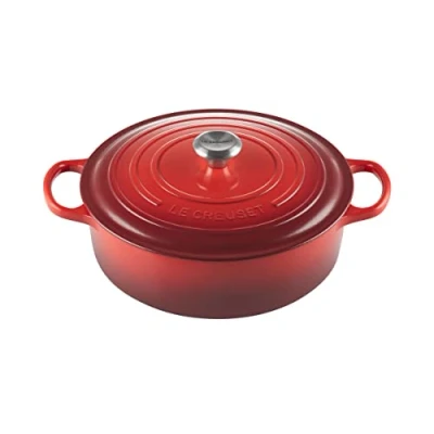 Image de Le Creuset Cocotte Ronde Basse en Fonte émaillée Signature, 30 cm, 6,2 L, Cerise, 21179300602430