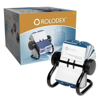 Image de Eldon/Mca S0793780 Rolodex Fichier rotatif en polystyrène pour cartes de visite Noir