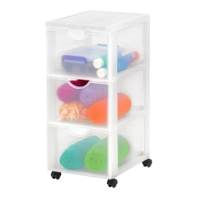 Image de Iris Ohyama, Tour de rangement à Roulettes en Plastique, 3 Grands Tiroirs, Blanc, Ouverture Facile, Meuble Rangement, Papeterie, pour Chambre, Salle Bain, École &amp; Bureau, Sans BPA, DDDC 303