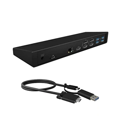 Image de ICY BOX Station d&#039;accueil USB C (14 en 1) avec 3x HDMI &amp; 2x DP (5K 30Hz 4K 60Hz), Docking pour Ordinateur Portable (Gigabit Ethernet, 6 Ports 3.0, PD 60W), IB DK2244AC