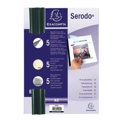 Image de Exacompta Réf. 42842E Carton de 5 Kits présentation Serodo permet relier jusqu&#039;à 30 feuilles 80g/m2 25 baguettes noires plats ivoire A4 cristal en PVC