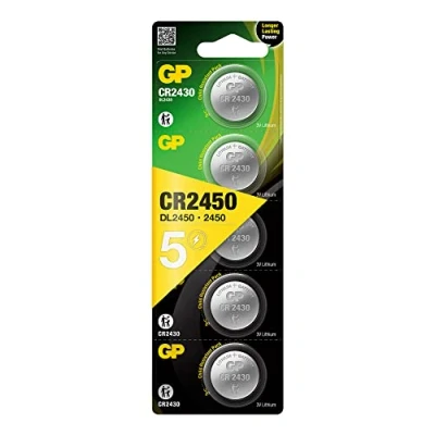 Image de GP Batteries Lithium CR2450 Batterie / Pile rechargeable (610 mAh, Lithium, 3V, 5 mm, 2,45 cm, 6,6 g (0.233 oz)) Argent, blister piles