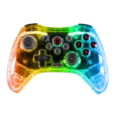 Image de Konix Manette Crystal Nintendo Switch, Switch OLED, PC et PS4 Autonomie 10 h Bluetooth 5.0 EDR Fonction vibration Éclairage LED RVB réglable