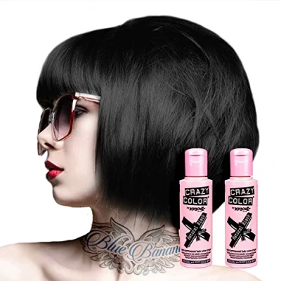 Image de Crazy Color Lot de 2 colorations semi permanentes pour cheveux Noir naturel 100 ml