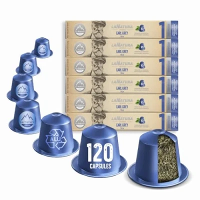 Image de La Natura Lifestyle Earl Grey and Citrus Lot de 120 capsules thé en aluminium compatibles avec les machines à Nespresso®3, 100 % recyclable, noir au goût bergamote