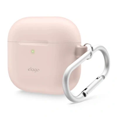 Image de elago Coque en Silicone Compatible avec l&#039;étui AirPods 4 Mousqueton Inclus, Prend Charge la Recharge sans Fil, Résistant aux Chocs, Protection Complète (Sables Rose)