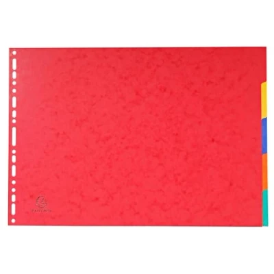 Image de Exacompta Réf. 2905E Carton de 20 Intercalaires en véritable carte lustrée rigide 400g/m2 FSC® avec 5 onglets neutres Format à classer A3 plans, dessins 43 x 29,7 cm Couleurs assorties