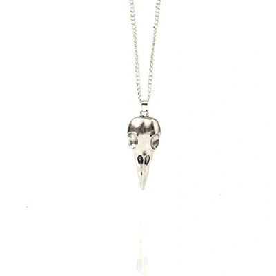 Image de 1pc Alliage fantôme Oiseau Corbeau crâne tête Pendentif Charms Collier Jewelry Making Supplies (Antique Silver)