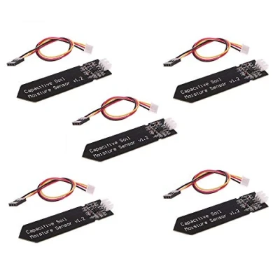 Image de ZkeeShop 5Pcs Capacitive Soil Moisture Sensor with Cable Wire Compatible for Arduino Detection Corrosion Resistant