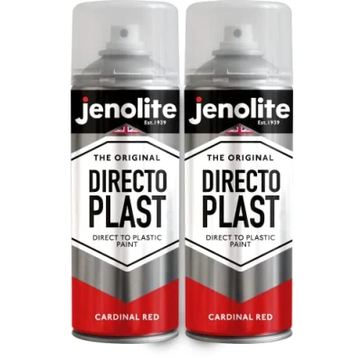 Image de JENOLITE Directoplast Peinture en aérosol brillante ROUGE CARDINAL 2x400 ml multi surfaces Pour tous types de plastique Aucun apprêt requis Ral 3001
