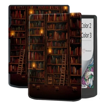 Image de Étui pour PocketBook InkPad Color 3/Color 2/InkPad 4/Vivlio 4 eReader Couleur 2 Couverture en cuir TPU avec mise veille/réveil automatique étui (TSG)