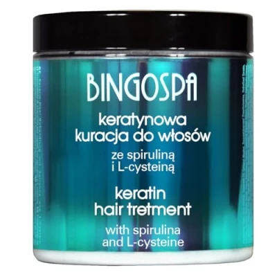 Image de Soin capillaire à la kératine pour les cheveux cassants, abîmés et pointes fourchues spiruline L cystéine 250g BINGOSPA