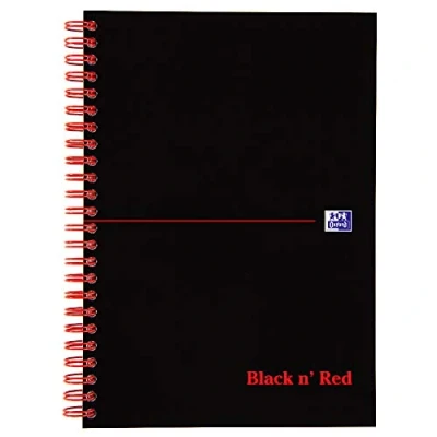 Image de Black n&#039;Red Cahier à spirale avec couverture cartonnée Format A5 et spirales Noir/rouge