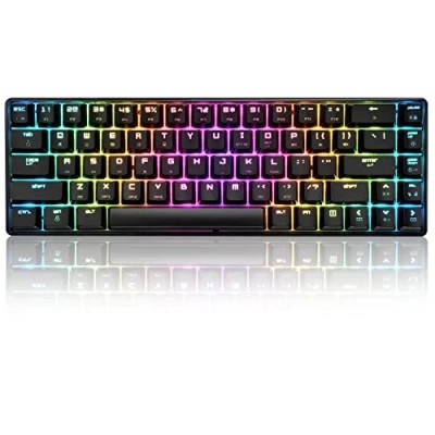 Image de T8 RGB 60% Clavier Mécanique, de Jeu Filaire Layout Compacte 65%, 18 LED RVB Chroma Rétroéclairées, QWERTY Mini 68 Touches Full Key Anti ghosting Pour PS4, Xbox, PC, MAC Blue Switch/Black