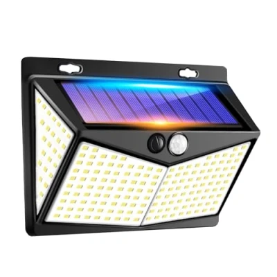 Image de COLBOR Lampe Solaire Exterieur, Projecteur LED 208 Detecteur de Mouvement avec 3 Modes D&#039;angle D&#039;éclairage 270 Lampes Étanches IP65 pour Patio Jardin, Exterieur Jardin Eclairage