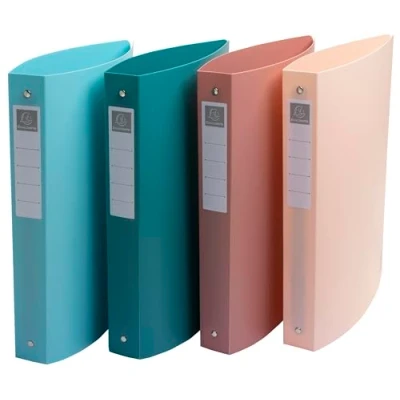 Image de Exacompta Réf. 51470E Paquet de 4 classeurs semi rigides Skandi PP recyclé anneaux ronds dos 40 mm Format extérieur : 32x26,8 cm à classer A4 Maxi couleurs assorties