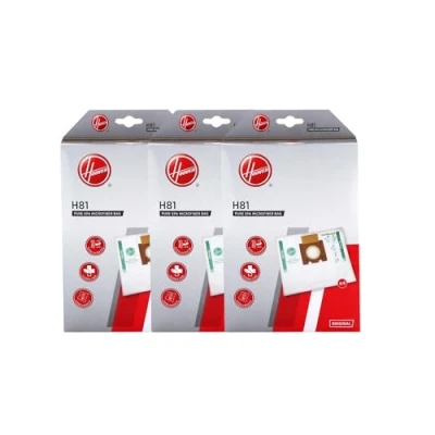 Image de Hoover H81 Sacs pour Aspirateur, Originaux, en Microfibre, 3 Lots de 4 Sacs, Pure EPA, Système Anti Odeur, Extra larges, Compatibles avec les Aspirateurs Telios